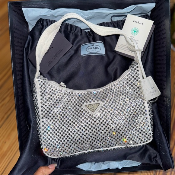 Prada Crystal Bag Re Edition 2000 White Satin - Picture 1 of 10